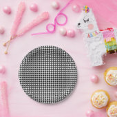 Zwart Witte Houndstooth Geruite Stof Papieren Bordje (Feest)