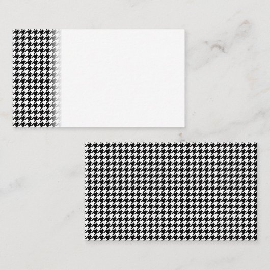 Zwart Witte Houndstooth Geruite Stof Plaatskaartje (Voorkant / Achterkant)
