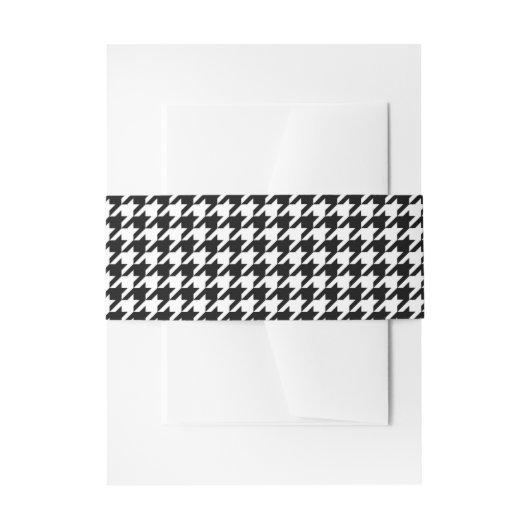 Zwart Witte Houndstooth Geruite Stof Uitnodigingen Wikkel (Voorkant Voorbeeld)