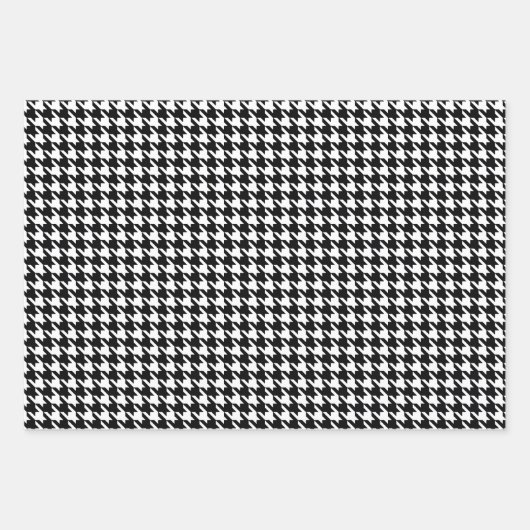 Zwart-witte houndstooth inpakpapier vel (Voorkant 2)