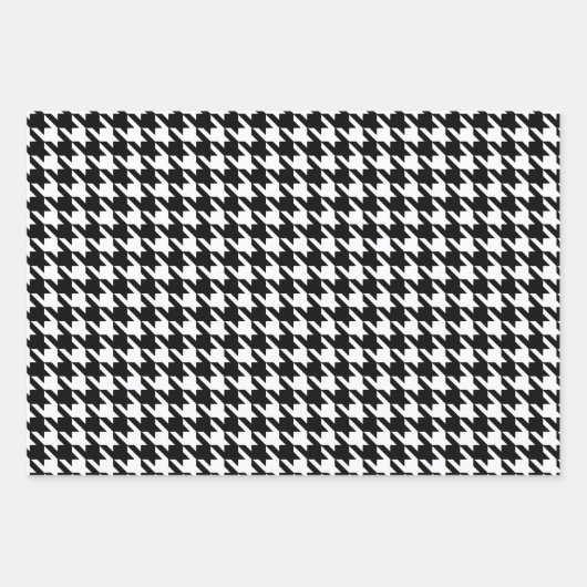 Zwart-witte houndstooth inpakpapier vel (Voorkant)