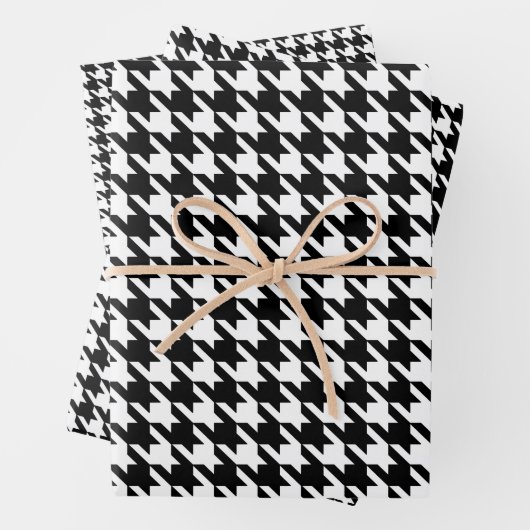 Zwart-witte houndstooth inpakpapier vel (In situ)