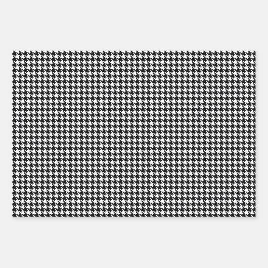 Zwart-witte houndstooth inpakpapier vel (Voorkant 3)