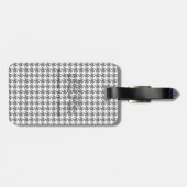 Zwart Witte Houndstooth Rode Vierblad Monogram Bagagelabel (Achterkant horizontaal)