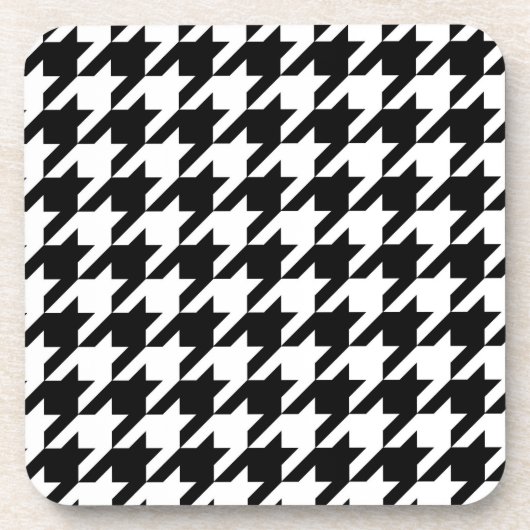 Zwart Witte Houndstooth Rut Bier Onderzetter (Voorkant)
