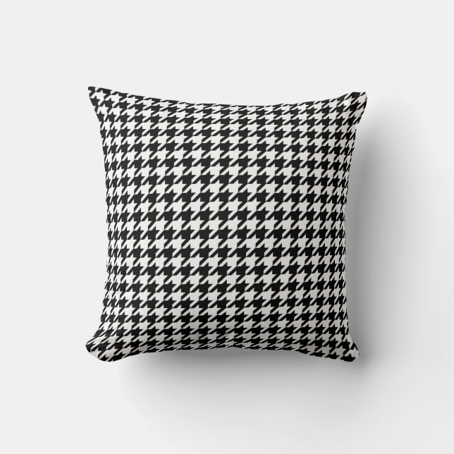 Zwart Witte Houndstooth Tissue Abstracte Figuren Kussen (Voorkant)