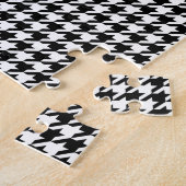 Zwart Witte Houndstooth Weefsel Abstracte Figuren Legpuzzel (Zijkant)