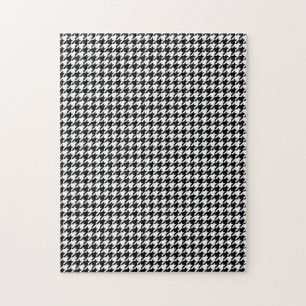 Zwart Witte Houndstooth Weefsel Abstracte Figuren Legpuzzel