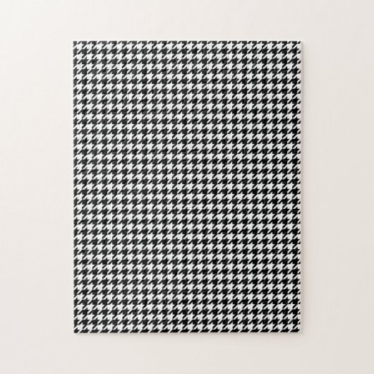 Zwart Witte Houndstooth Weefsel Abstracte Figuren Legpuzzel (Verticaal)