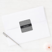 Zwart Witte Houndstooth Zwart Naam Monogram Vierkante Sticker (Envelop)