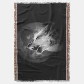 Zwart-witte howling Wolf & Moon Deken (Voorkant Verticaal)