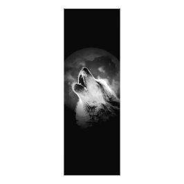 Zwart-witte howling Wolf & Moon Foto Afdruk
