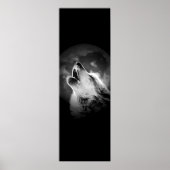 Zwart-witte howling Wolf & Moon Poster (Voorkant)