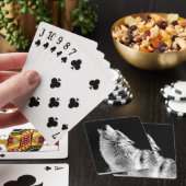 Zwart-witte howling Wolf Pokerkaarten (Insitu)