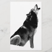 Zwart Witte Huilende Wolf Briefpapier (Voorkant)