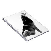 Zwart Witte Huilende Wolf Notitieboek (Rechterzijde)