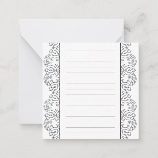 Zwart-witte huizen grenzen aan lijnen notitiekaartje (Voorkant)