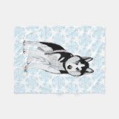 Zwart-witte Husky Fleece Deken (Voorkant (Horizontaal))