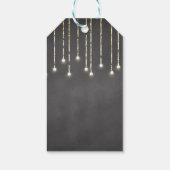 Zwart witte huwelijks slingerlichtjes cadeaulabel (Achterkant)