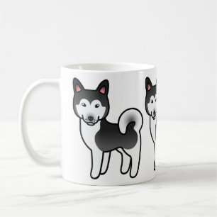 Zwart-witte illustratie van een Alaskan Malamute-h Koffiemok