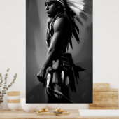 Zwart Witte Indiaan man Monochroom Poster (Keuken)