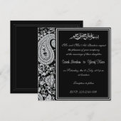 Zwart-witte Indische Damask-moslimbruiloft Kaart (Voorkant / Achterkant)