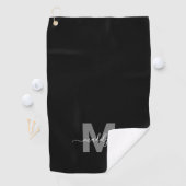 Zwart Witte Initiële Naam Monogram Golfhanddoek (Insitu)