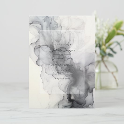 Zwart-witte inkt bruiloft kaart (Staand voorkant)