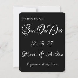 Zwart Witte Inkt Save the Date Foto Kaart