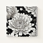 Zwart-witte inkt stijl Chrysanthemum Journal Notitieboek (Achterkant)