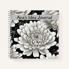 Zwart-witte inkt stijl Chrysanthemum Journal Notitieboek