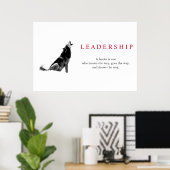 Zwart Witte Inspirerende Leiderschap Wolf Poster (Thuiskantoor)