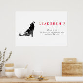 Zwart Witte Inspirerende Leiderschap Wolf Poster (Keuken)