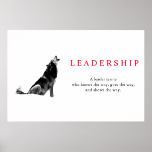 Zwart Witte Inspirerende Leiderschap Wolf Poster