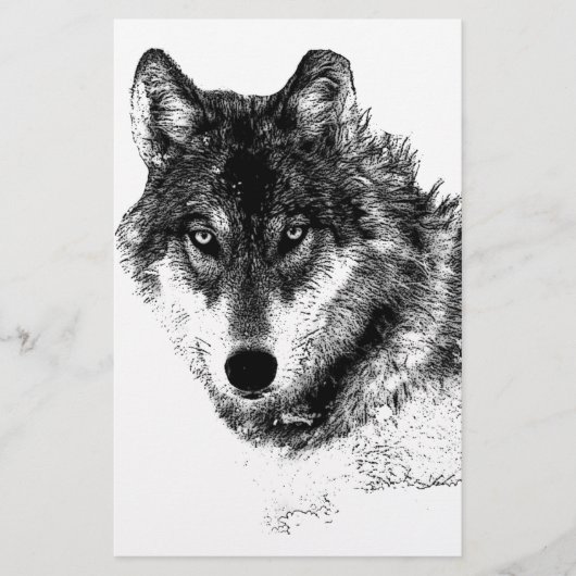 Zwart Witte Inspirerende Wolfogen Briefpapier (Voorkant)
