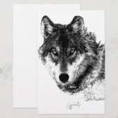 Zwart Witte Inspirerende Wolfogen Briefpapier (Voorkant / Achterkant)