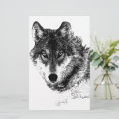 Zwart Witte Inspirerende Wolfogen Briefpapier (Staand voorkant)