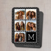 Zwart Witte Instagram 5 Foto Collage Monogram Magneet
