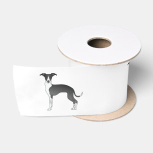 Zwart-Witte Italiaanse Greyhound Cartoon Honden Satijnen Lint