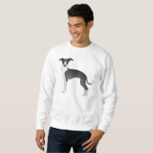 Zwart-witte Italiaanse Greyhound Cute Cartoon Dog Trui (Voorkant volledig)