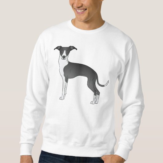 Zwart-witte Italiaanse Greyhound Cute Cartoon Dog Trui (Voorkant)