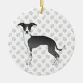 Zwart-witte Italiaanse Greyhound-hond met poten Keramisch Ornament (Voorkant)