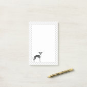 Zwart-witte Italiaanse Greyhound-hond met poten Post-it® Notes (Op bureau)