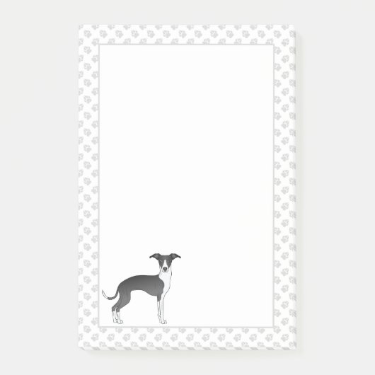 Zwart-witte Italiaanse Greyhound-hond met poten Post-it® Notes (Voorkant)