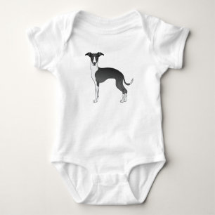 Zwart-witte Italiaanse Greyhound Mopshond Cute Car Romper