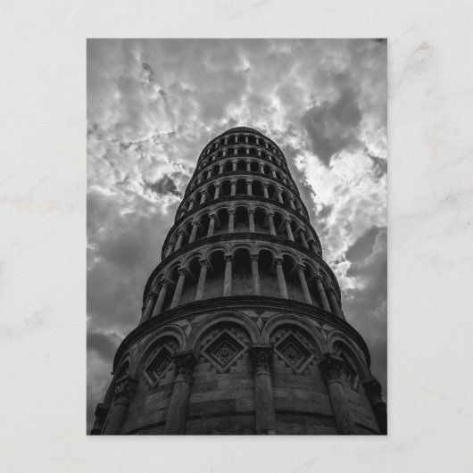 Zwart-witte Italiaanse reisleaningtoren van Pisa Briefkaart (Voorkant)
