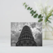 Zwart-witte Italiaanse reisleaningtoren van Pisa Briefkaart (Staand voorkant)