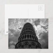 Zwart-witte Italiaanse reisleaningtoren van Pisa Briefkaart (Voorkant / Achterkant)