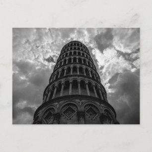 Zwart-witte Italiaanse reisleaningtoren van Pisa Briefkaart