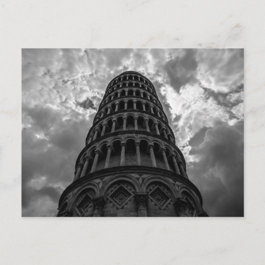 Zwart-witte Italiaanse reisleaningtoren van Pisa Briefkaart (Voorkant)